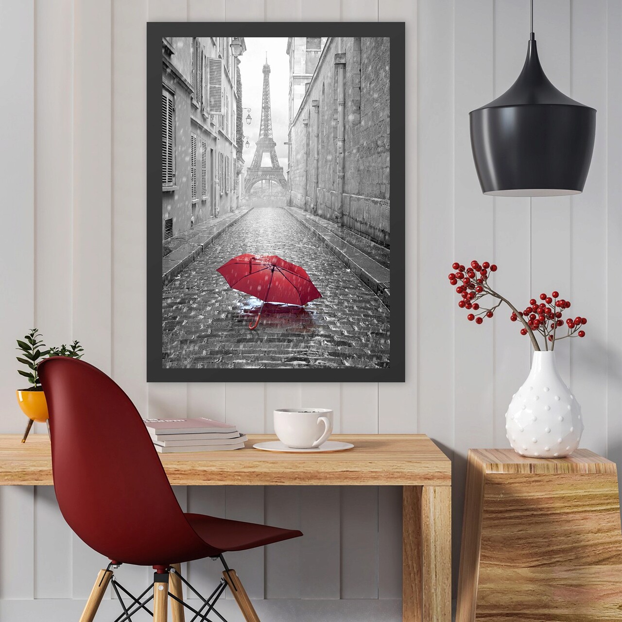 Tablou decorativ, Eiffel Tower 2 (40 x 55), Polistiren, Negru/Rosu - imagine 3